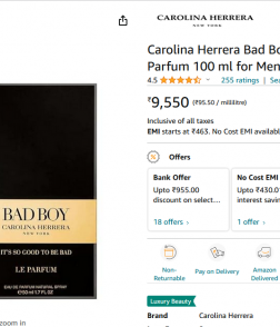 Bad Boy Carolina Herrera Inspired Attar 25g