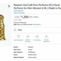 Oud Safi Inspired Attar 25g High Quality