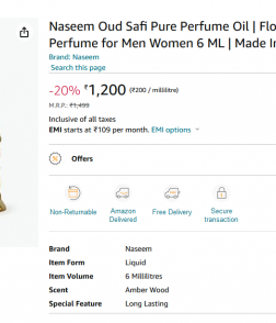 Oud Safi Inspired Attar 25g High Quality