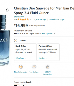 Sauvage by Christian Dior Inspired Attar 25g