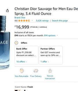 Sauvage by Christian Dior Inspired Attar 25g